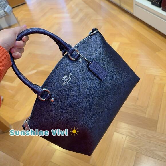 NWT Coach Sadie Satchel Bag Dark Wine in Signature Canvas CCM71, Blue Navy - Picture 1 of 6